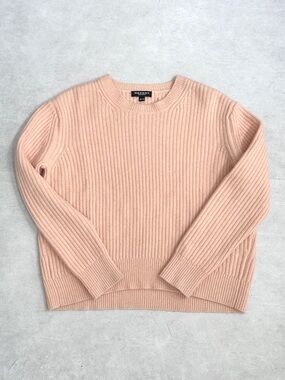 Repeat Cashmere Blush Pink Ribbed Sweater 100% Cashmere XS